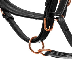 Cabezada de cuero liso Equestro con hebillas rose gold Negro