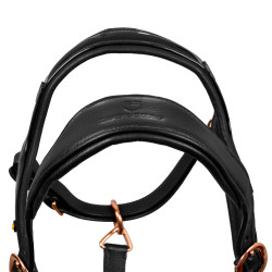 Cabezada de cuero liso Equestro con hebillas rose gold Negro