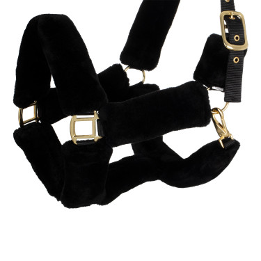 Cabezada de nailon Supreme con forro de lana sintética Premium Negro