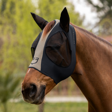 Máscara antimoscas Equestro bicolor de malla Antracita / franela gris