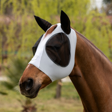 Máscara antimoscas Equestro bicolor de malla Roca lunar / blanco brillante