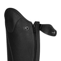 Mini-chaps unisex de Equestro en cuero suave con cremallera lateral Negro