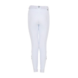 Pantalón de equitación infantil unisex Equestro x FISE con grip en las rodillas Blanco