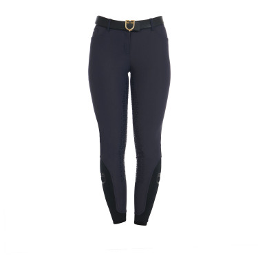 Pantalón de equitación para mujer Equestro full grip de talle alto con forro polar Americana marina Azul marino