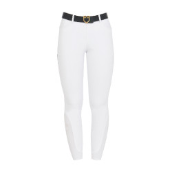 Pantalón de equitación para mujer Equestro full grip de talle alto con forro polar Blanco Pantalón de equitación para mujer Equestro full grip de talle alto con forro polar Blanco