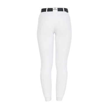 Pantalón de equitación para mujer Equestro full grip de talle alto con forro polar Blanco