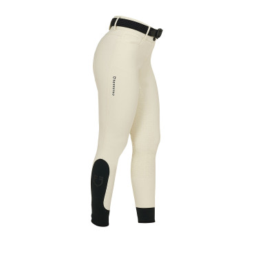 Pantalón de equitación para mujer Equestro con grip en las rodillas de tiro alto Blanco antiguo Beige
