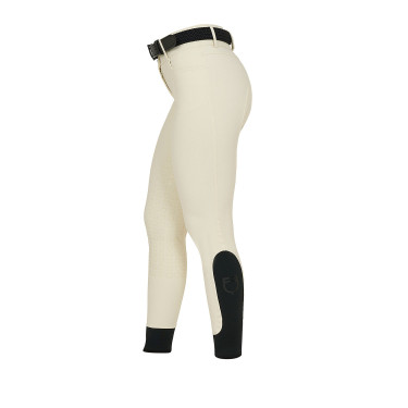 Pantalón de equitación para mujer Equestro con grip en las rodillas de tiro alto Blanco antiguo Beige