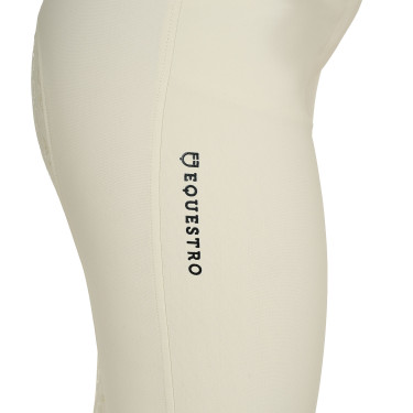 Pantalón de equitación para mujer Equestro con grip en las rodillas de tiro alto Blanco antiguo Beige