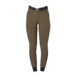 Pantalón de equitación para mujer Equestro con grip en las rodillas de tiro alto Nuez Marr&amp;amp;amp;oacute;n
