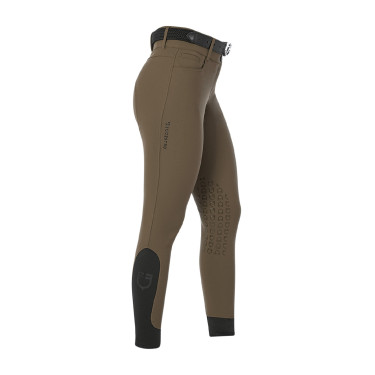 Pantalón de equitación para mujer Equestro con grip en las rodillas de tiro alto Nuez Marr&amp;amp;amp;oacute;n