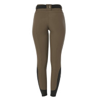 Pantalón de equitación para mujer Equestro con grip en las rodillas de tiro alto Nuez Marr&amp;amp;amp;oacute;n