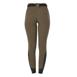 Pantalón de equitación para mujer Equestro con grip en las rodillas de tiro alto Nuez Marr&amp;amp;amp;oacute;n