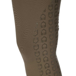 Pantalón de equitación para mujer Equestro con grip en las rodillas de tiro alto Nuez Marr&amp;amp;amp;oacute;n