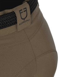 Pantalón de equitación para mujer Equestro con grip en las rodillas de tiro alto Nuez Marr&amp;amp;amp;oacute;n
