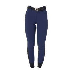 Pantalón de equitación para mujer Equestro con grip en las rodillas de tiro alto Americana marina Azul marino