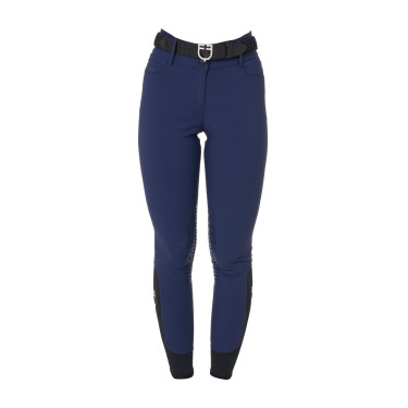 Pantalón de equitación para mujer Equestro con grip en las rodillas de tiro alto Americana marina Azul marino