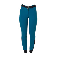 Pantalón de equitación para mujer Equestro con grip en las rodillas de tiro alto Coral azul