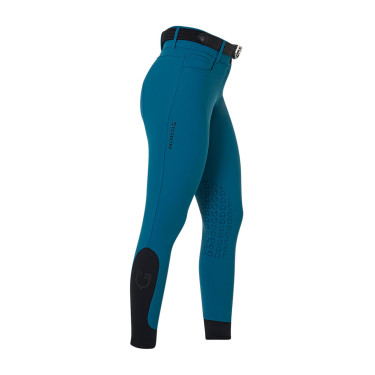 Pantalón de equitación para mujer Equestro con grip en las rodillas de tiro alto Coral azul