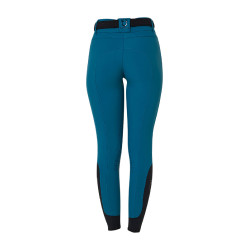 Pantalón de equitación para mujer Equestro con grip en las rodillas de tiro alto Coral azul