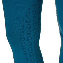 Pantalón de equitación para mujer Equestro con grip en las rodillas de tiro alto Coral azul