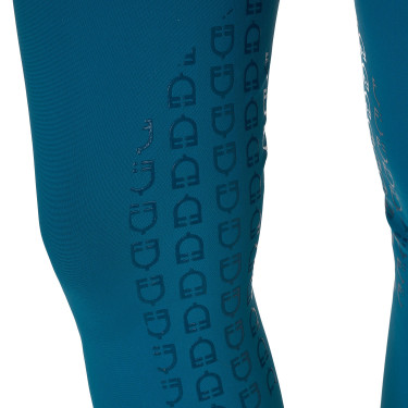 Pantalón de equitación para mujer Equestro con grip en las rodillas de tiro alto Coral azul