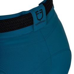 Pantalón de equitación para mujer Equestro con grip en las rodillas de tiro alto Coral azul
