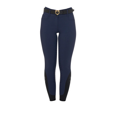 Pantalón de equitación para mujer Equestro con grip en las rodillas, de talle alto y forrado de polar Americana marina Azul mari