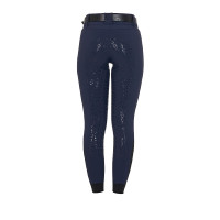 Pantalón de equitación para mujer Equestro con grip en las rodillas, de talle alto y forrado de polar Americana marina Azul mari Pantalón de equitación para mujer Equestro con grip en las rodillas, de talle alto y forrado de polar Americana marina Azul mari