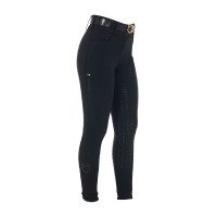 Pantalón de equitación para mujer Equestro con grip en las rodillas, de talle alto y forrado de polar Negro