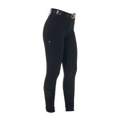 Pantalón de equitación para mujer Equestro con grip en las rodillas, de talle alto y forrado de polar Negro