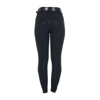 Pantalón de equitación para mujer Equestro con grip en las rodillas, de talle alto y forrado de polar Negro