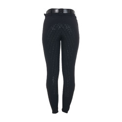 Pantalón de equitación para mujer Equestro con grip en las rodillas, de talle alto y forrado de polar Negro