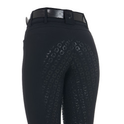 Pantalón de equitación para mujer Equestro con grip en las rodillas, de talle alto y forrado de polar Negro