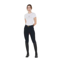 Pantalón de equitación para mujer Equestro con grip en las rodillas, de talle alto y forrado de polar Negro