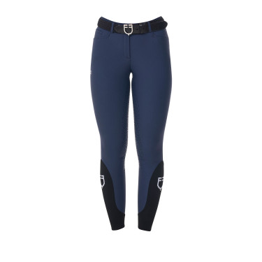 Pantalón de equitación para mujer Equestro x FISE full grip Americana marina Azul marino