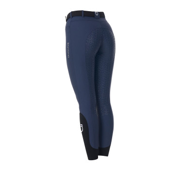 Pantalón de equitación para mujer Equestro x FISE full grip Americana marina Azul marino
