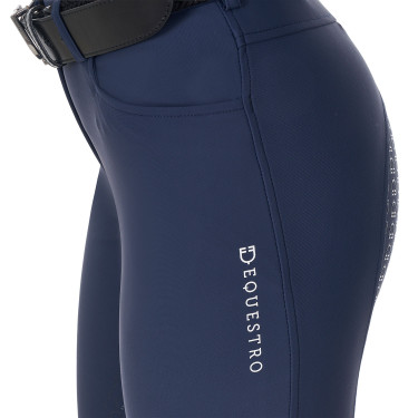 Pantalón de equitación para mujer Equestro x FISE full grip Americana marina Azul marino