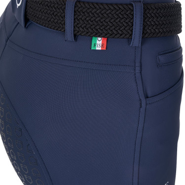 Pantalón de equitación para mujer Equestro x FISE full grip Americana marina Azul marino