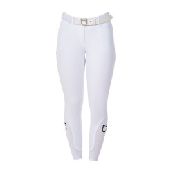 Pantalón de equitación para mujer Equestro x FISE full grip Blanco