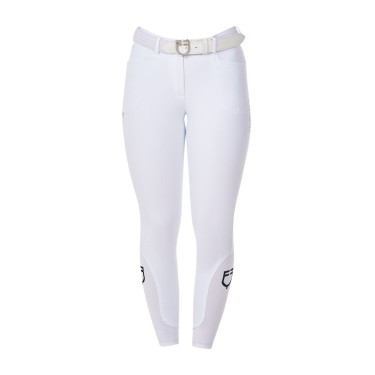 Pantalón de equitación para mujer Equestro x FISE full grip Blanco