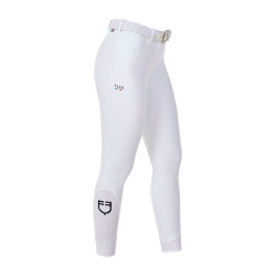 Pantalón de equitación para mujer Equestro x FISE full grip Blanco