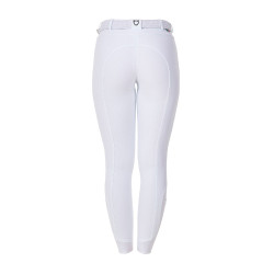 Pantalón de equitación para mujer Equestro x FISE full grip Blanco