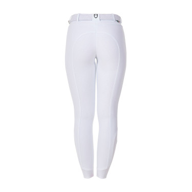 Pantalón de equitación para mujer Equestro x FISE full grip Blanco