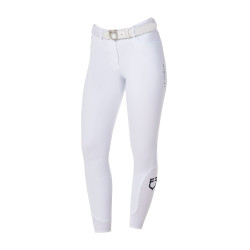 Pantalón de equitación para mujer Equestro x FISE full grip Blanco