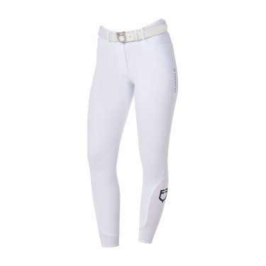 Pantalón de equitación para mujer Equestro x FISE full grip Blanco