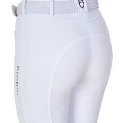 Pantalón de equitación para mujer Equestro x FISE full grip Blanco
