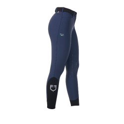Pantalón de equitación para mujer Equestro x FISE con grip en las rodillas Americana marina Azul marino