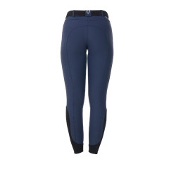 Pantalón de equitación para mujer Equestro x FISE con grip en las rodillas Americana marina Azul marino