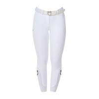 Pantalón de equitación para mujer Equestro x FISE con grip en las rodillas Blanco